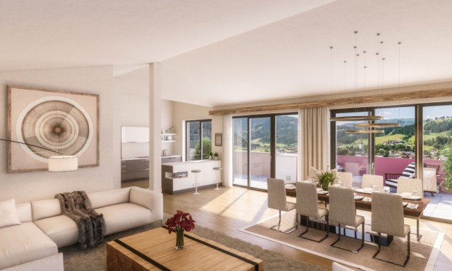 Sonnendurchflutete Innenräume in den Salzburger Alpen